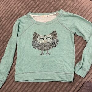 Rewind Blouse Top Mint Green Owl Graphic Studded Embellished Women